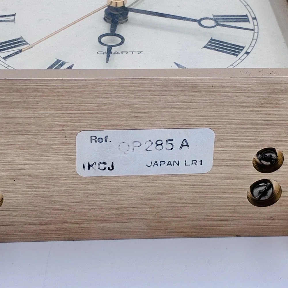 Vintage Seiko Quartz Carriage Alarm Clock Gold Tone Roman Numerals Japan Made